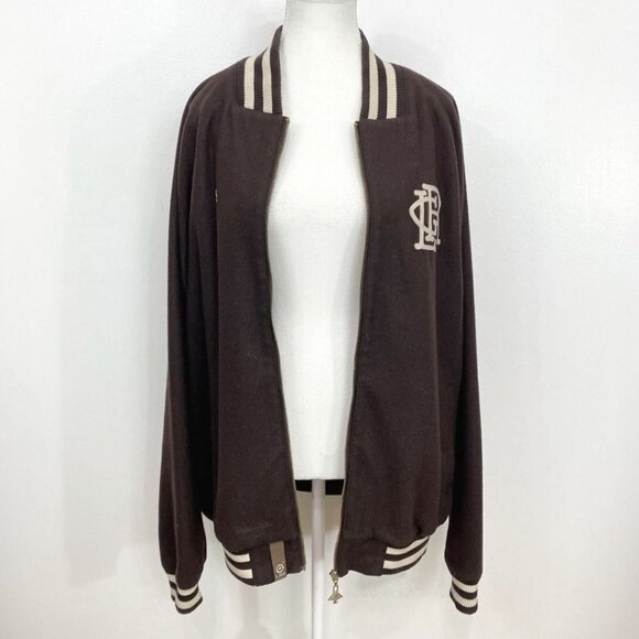 LRG MEN'S BROWN THE NATURAL WOOL BLEND EMBROIDERED VARSITY JACKET - XL - Picture 7 of 13